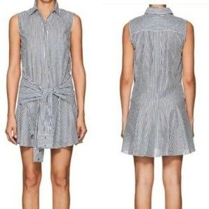 DEREK LAM 10 CROSBY Striped Sleeveless Shirt Dress